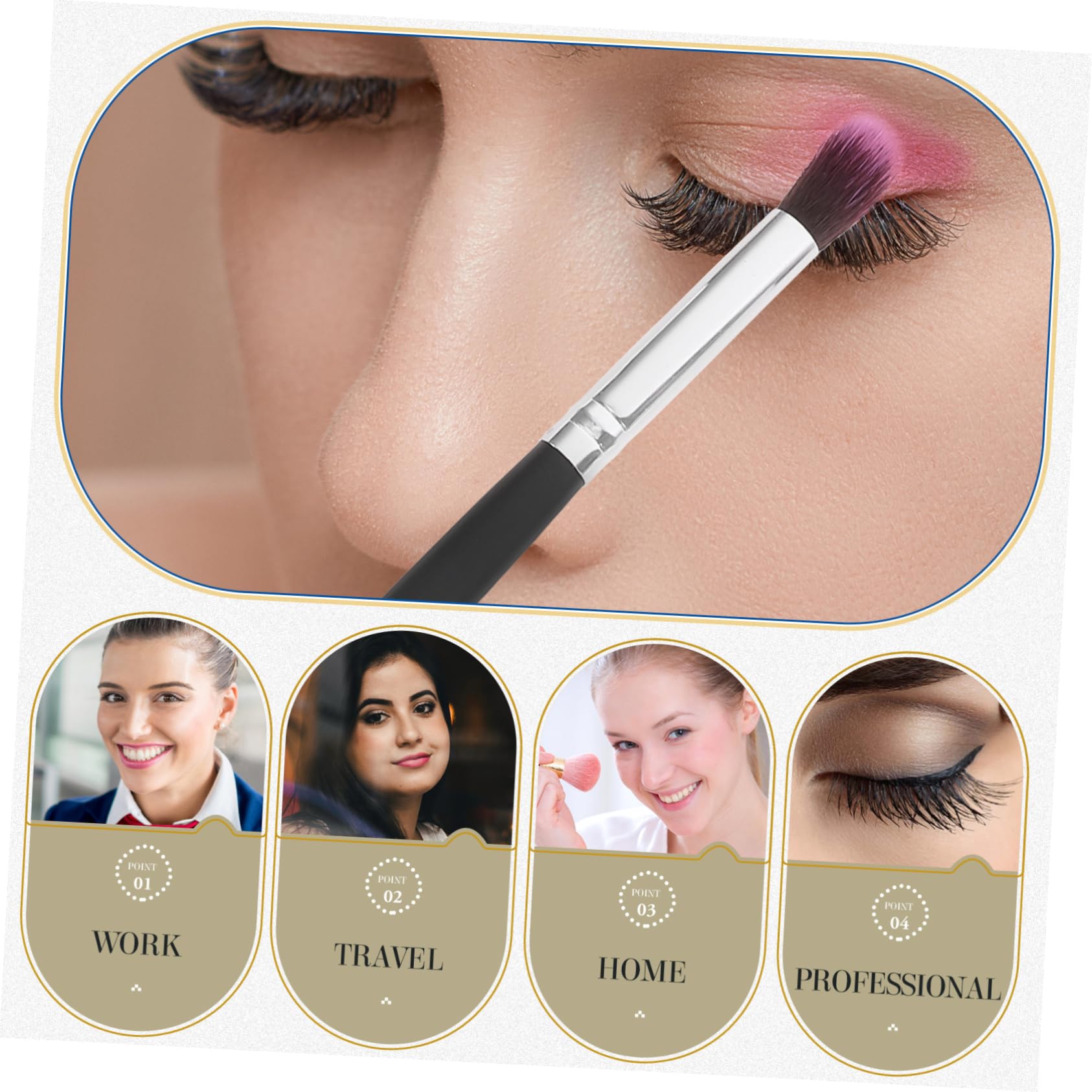 FRCOLOR Kit Di 30 Pennelli Per Fard Set Di Pennelli Per Il Trucco Nero Argento Rosso Fibra Sintetica Per Sfumare