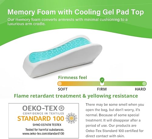 Vista 26 de Silla ergonómica extra gruesa de 2 pulgadas para oficina y juegos con almohadillas para reposabrazos de espuma viscoelástica, juego de 2 piezas