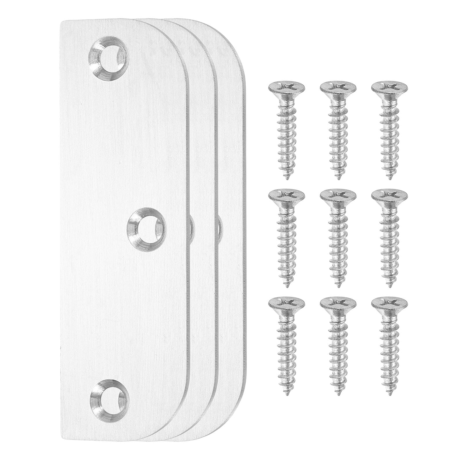 Plaque de remplissage de charniere 8.9cm en acier inoxydable argente uxcell durable