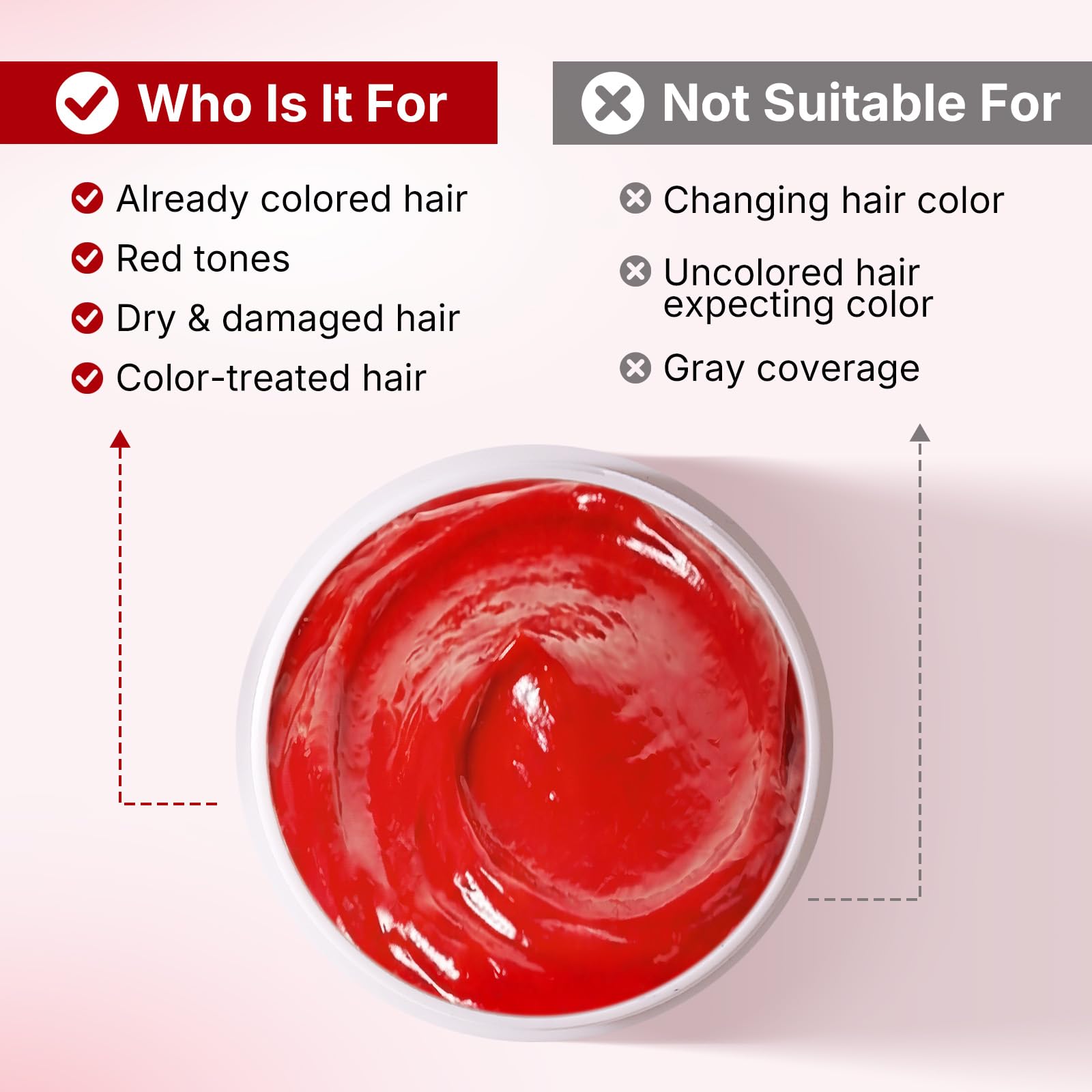 Karseell Rote Farbschutz-Haarmaske – KEINE Haarfarbe – Für Zuvor Rot Gefärbtes, Trockenes & Geschädigtes Haar – 500 ml