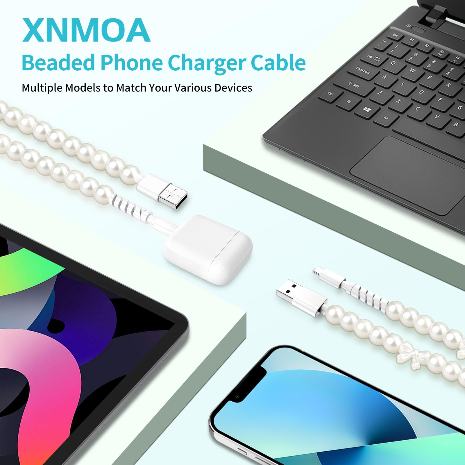 Amazon.com: for iPhone Charger Cord [MFi Certified] Beaded Pearl