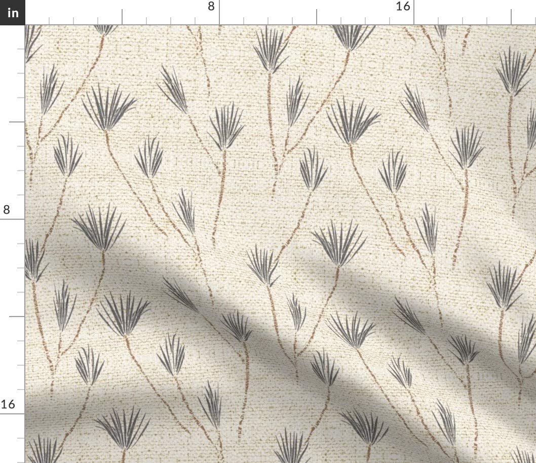 Spoonflower Fabric - Neutral Palm Desert Boho Woven Look Cactus Botanical Earth Tones Printed on Petal Signature Cotton Fabric Fat Quarter - Sewing Quilting Apparel Crafts Decor