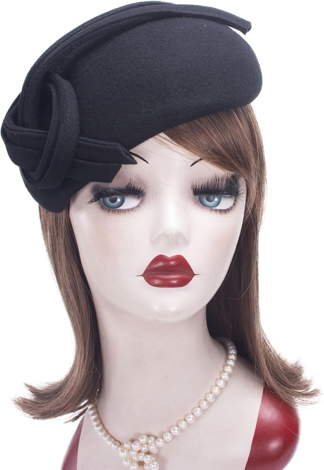 Lawliet Black Teardrop Women Felt Fascinator Tam Beret Casque Cocktail Hat A572