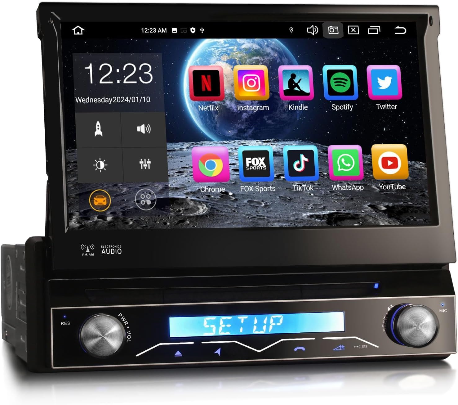 Erisin Android 16 8-Core 4GB+64GB Autoradio 1 Din con GPS Navi Motorizzato Schermo, 7 Pollici HD Touchscreen Integrato Wireless CarPlay Android Auto Bluetooth DSP OBD2 TPMS DVB-T2 DAB+ WiFi USB DVD