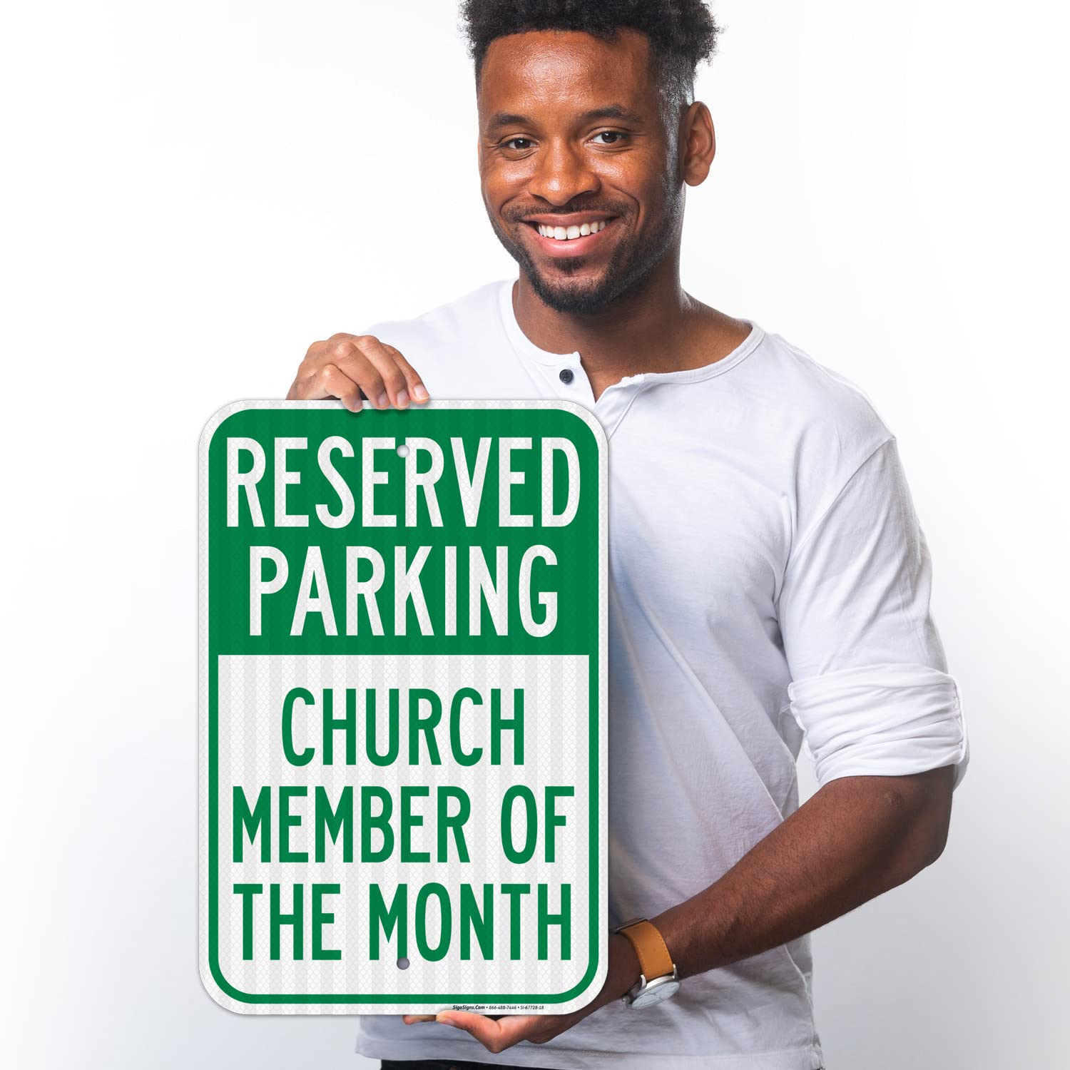 Reserved Parking Church Member of The Month Sign, 12x18 Inches, 3M EGP Reflective .063 Aluminum, Fade Resistant, Made in USA
