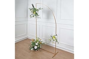 Tableclothsfactory 5ft Gold Metal Wedding Arch Chiara Backdrop Stand, Half Moon Floral Frame Arbor Display