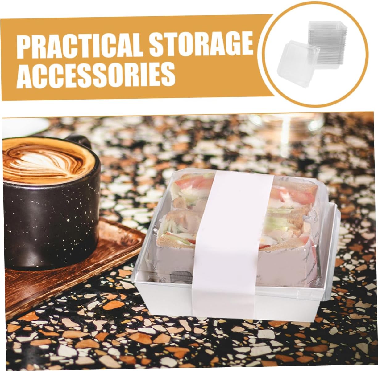 KICHOUSE 100pcs Clear Cake Boxes Small Dessert and Sandwich Packaging Containers Lids for Home Bakery Use Compact for Easy Carrying for Treat Wrapping
