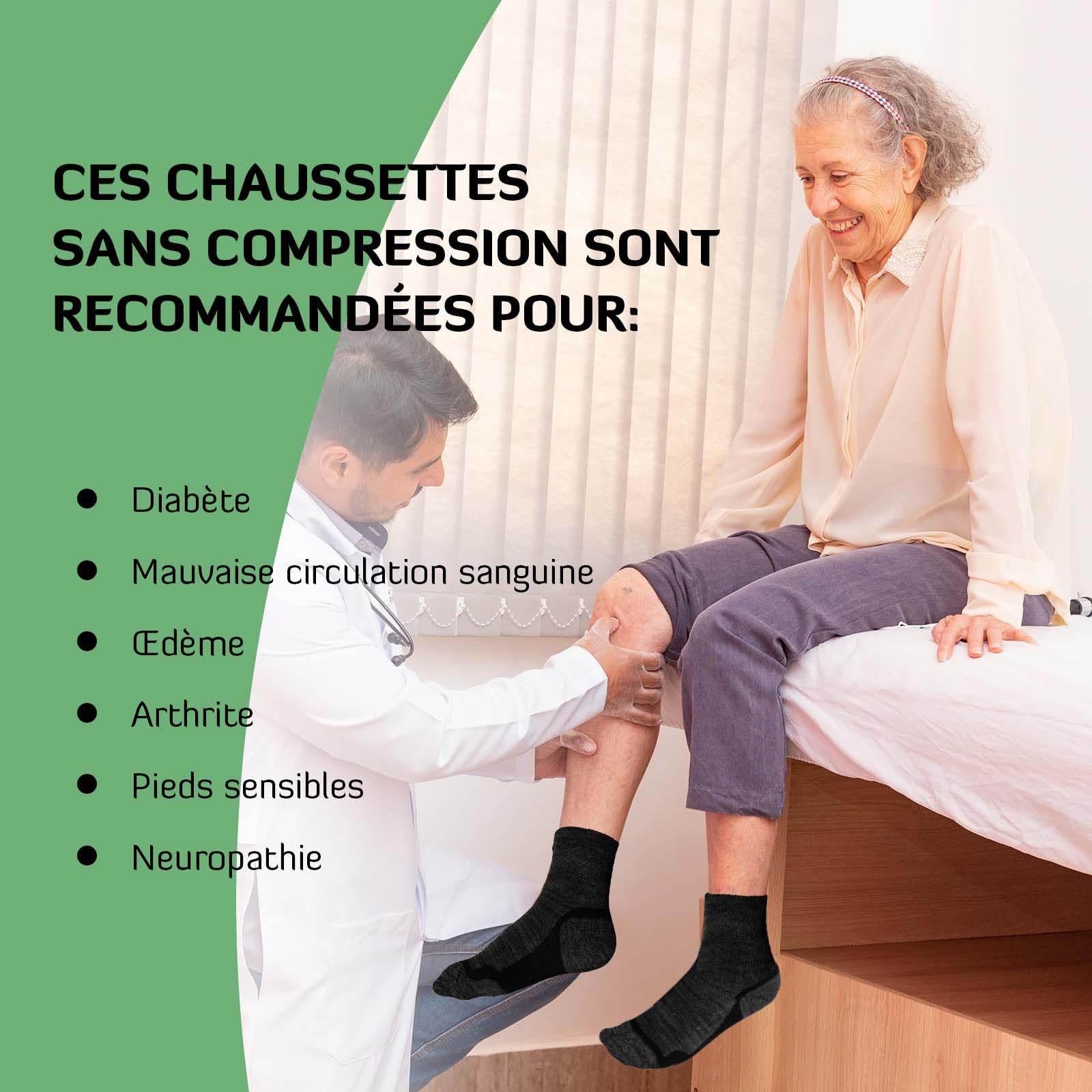 LOFIR Chaussettes Diabétiques en Bambou pour Femme: Socquettes Sans Couture et Sans Élastique pour Homme - Pour Femmes Enceintes et Personnes Âgées Aux Pieds Enflés 5 Paires Taille 39-46