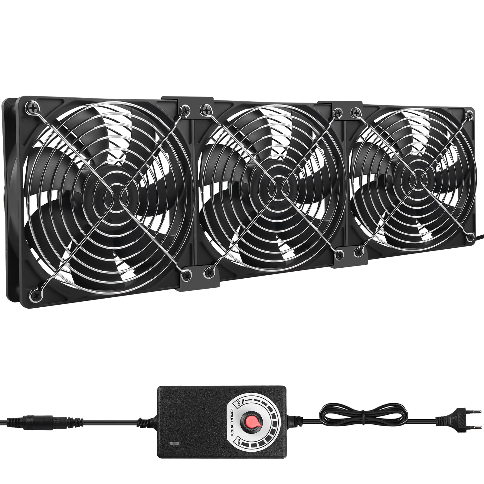 3 x 120mm ventola per case, ventola PC 12V con controllo della velocità, ventilatore AC 100-240V a doppio cuscinetto a sfera, ventilatore assiale, ventola silenziosa per PC, laptop, TV, router