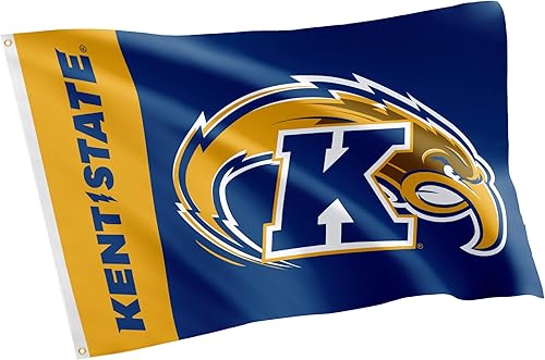 Desert Cactus Kent State University Flag - Banderas doradas con destellos 100% poliéster, para interiores y exteriores, 3 x 5 pulgadas (nombre del