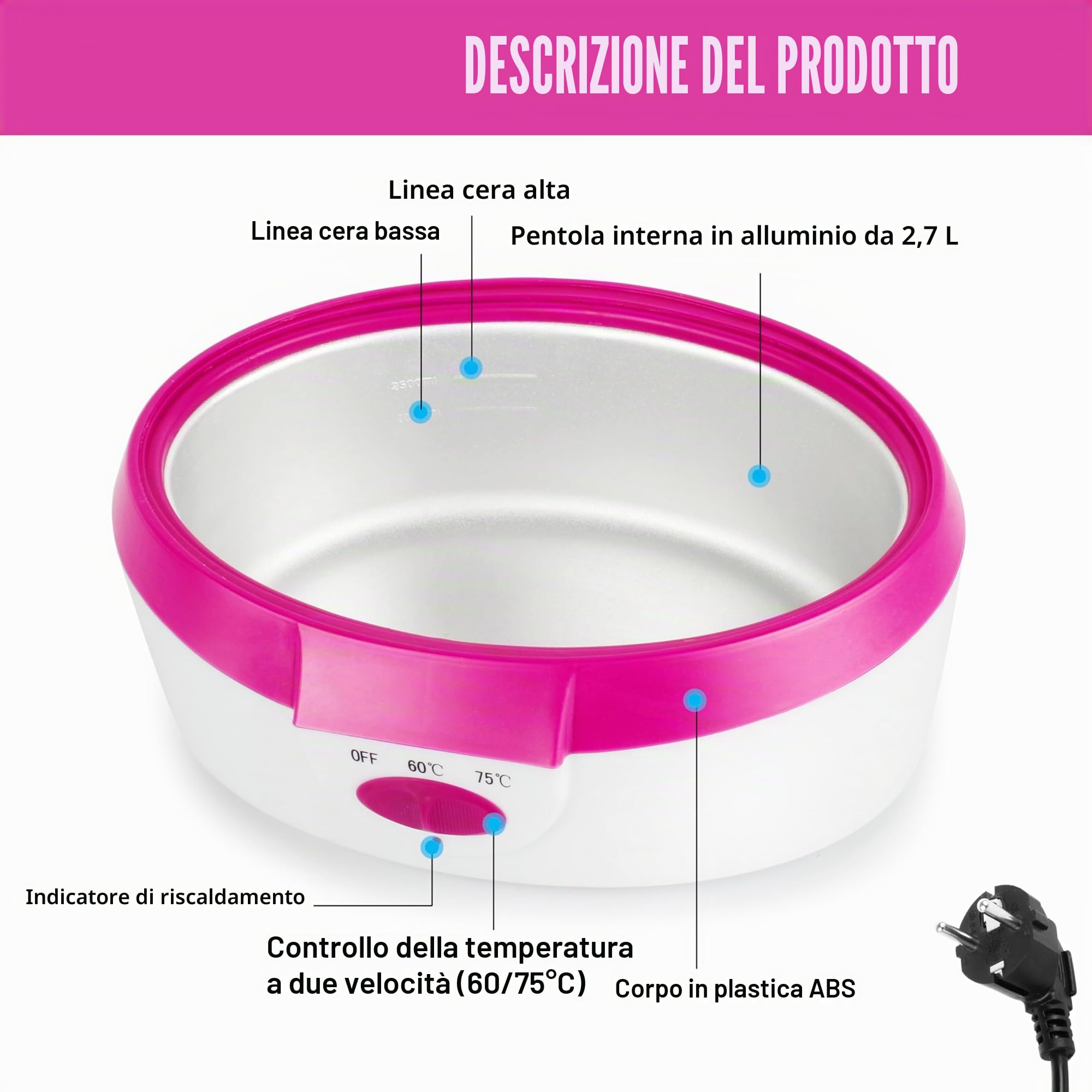 Bagno di Paraffina 265 W per Mani e Piedi, Forever Speed Cera di Paraffina Set Elettrico Paraffin Dispositivo Rosa