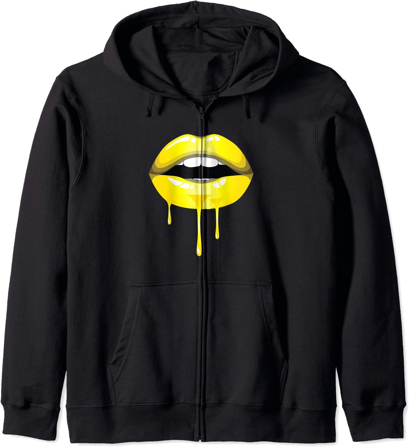 Yellow Ombre Dripping Lips Zip Hoodie