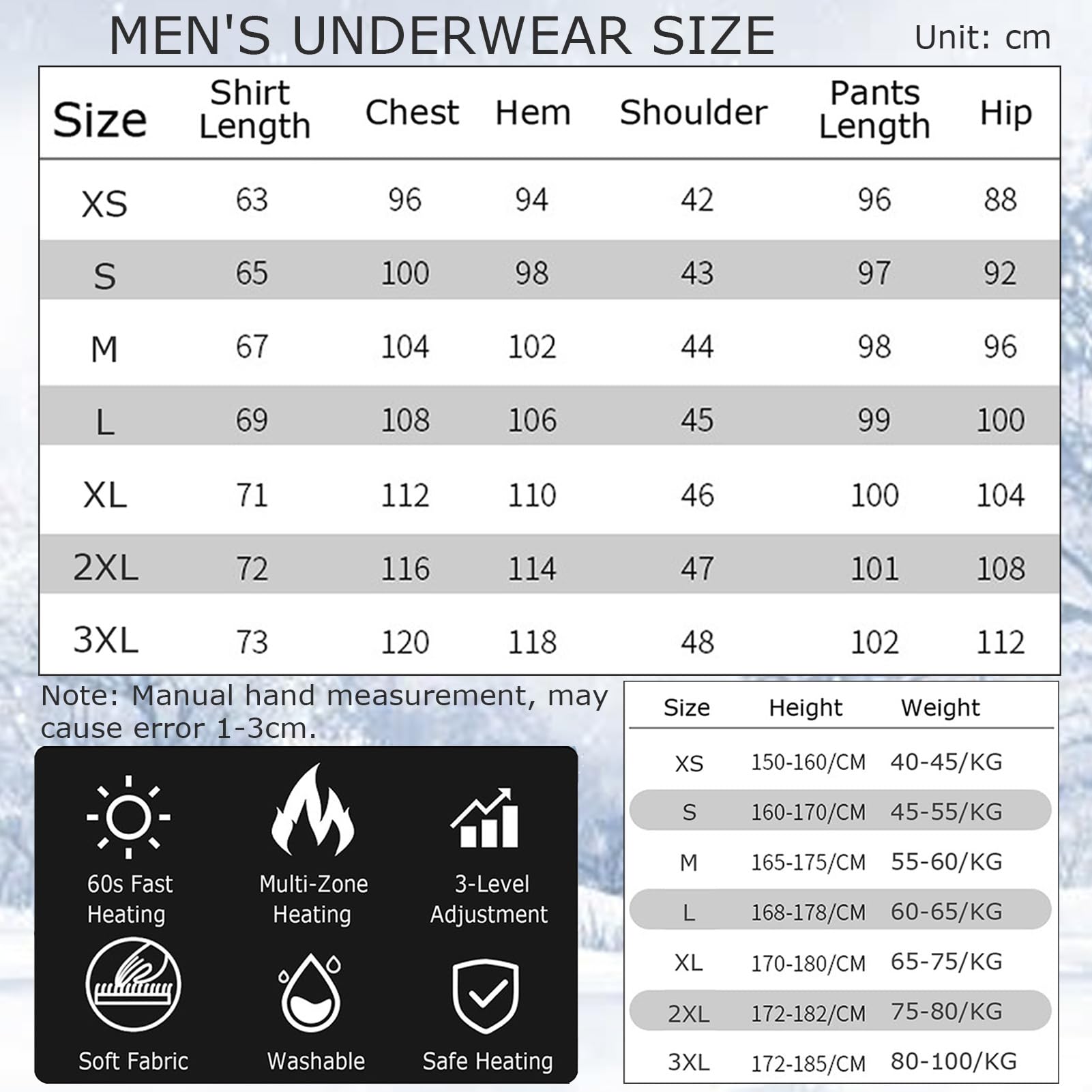Ropa Interior Térmica para Hombre Y Mujer, Conjunto De Pantalones con Batería, Capa Base Térmica para Invierno, Deportes Al Aire Libre