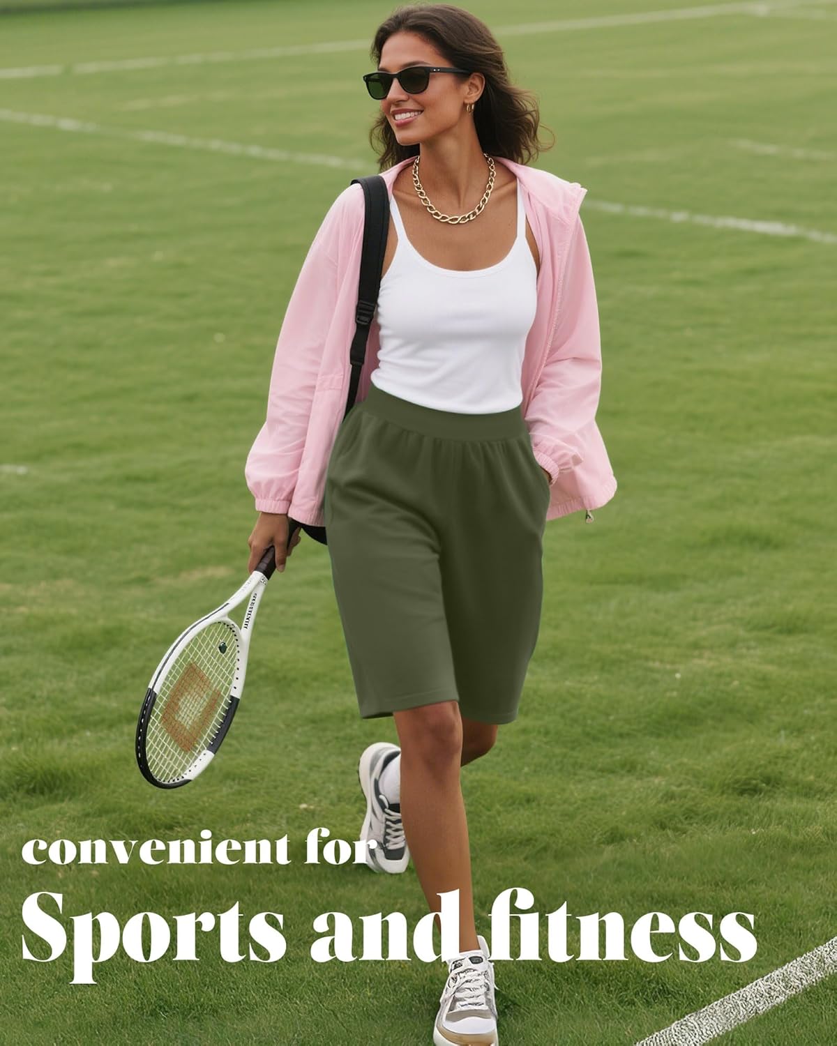 Huukeay 3 Pack Women's 8" Bermuda Shorts, High Waist Stretch Casual Knee Length Bottoms Summer Athletic Gym Short with Pocket - Image 7