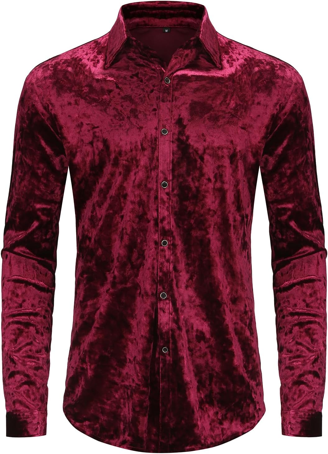 KISSQIQI Mens Dress Shirts Velvet Long Sleeve Shirts Casual Button Down Solid Slim Fit Muscle Shirt for Wedding Party - Image 3