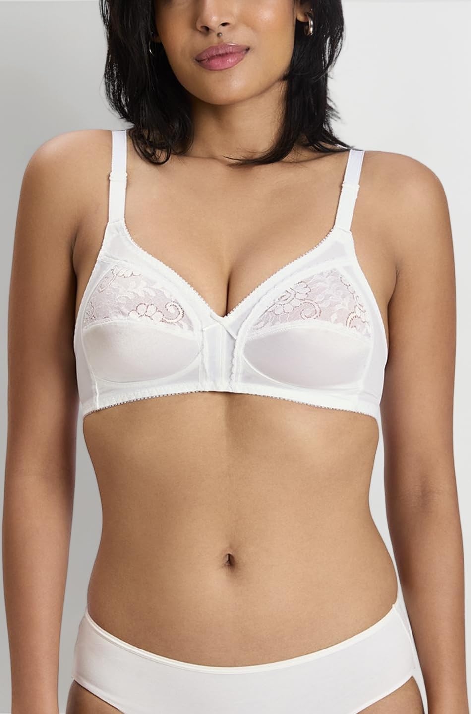Claudette Classics Women Bra Non Wired, Non Padded Cups with lace Full Coverage, Cut & Sew Soft and Breathable Fabric All-Day Comfort Pack of 1