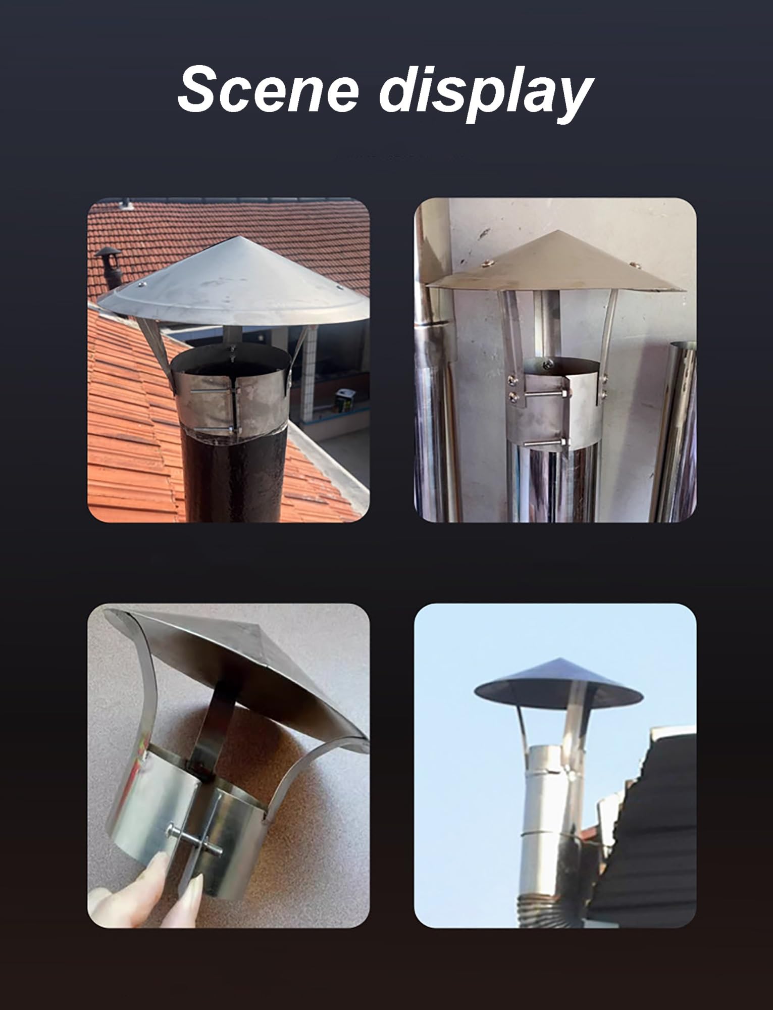 Tapa metálica para Chimenea, Tapa cónica para Chimenea, Tapa para Chimenea Tipo C para Chimenea Exterior, para conducto de calefacción (21 cm/8,27 Pulgadas)