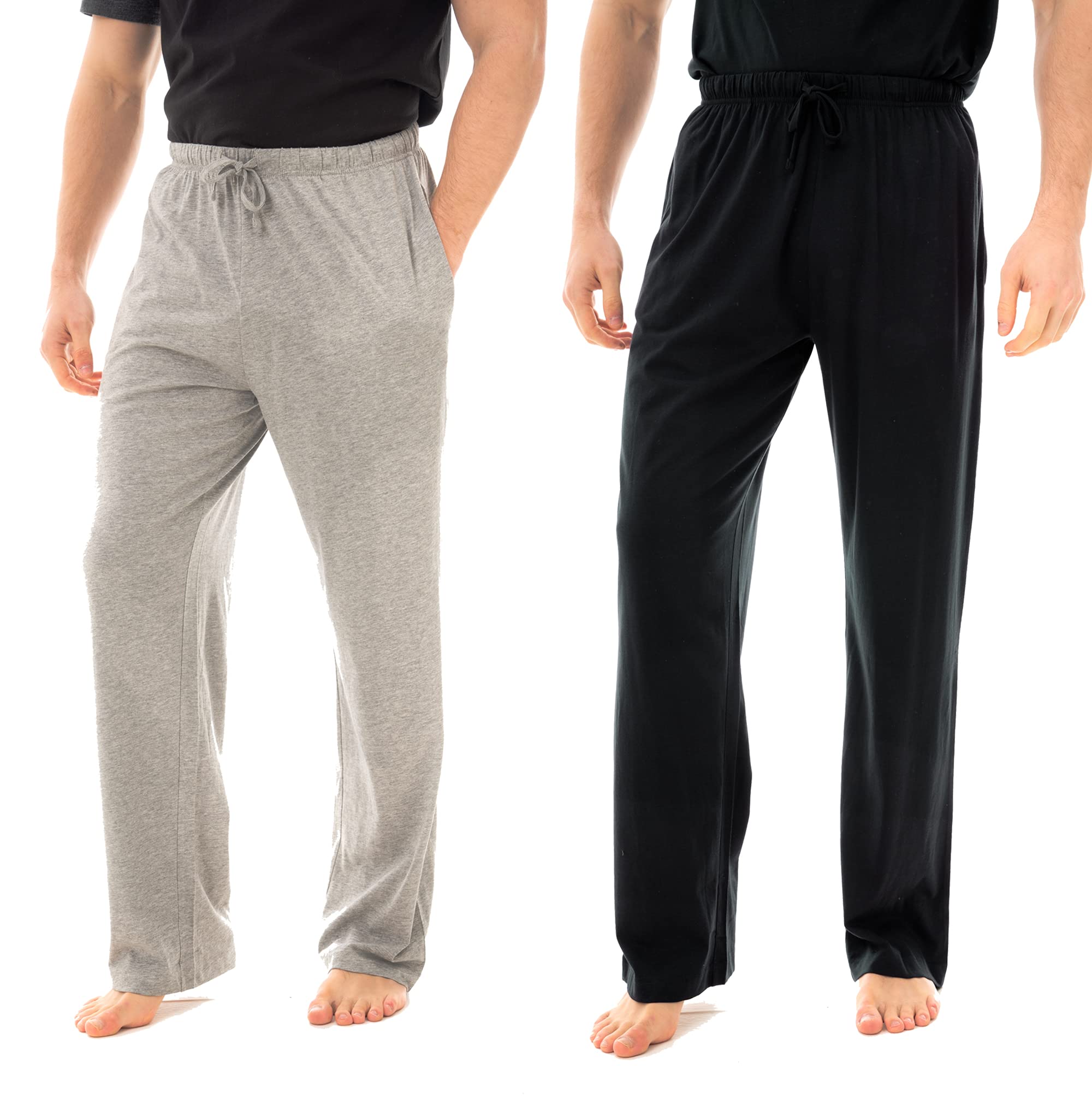 Mens Jersefy Soft Plain Pyjamas Lounge Pants Bottoms Jersefy Soft (2 Pack)