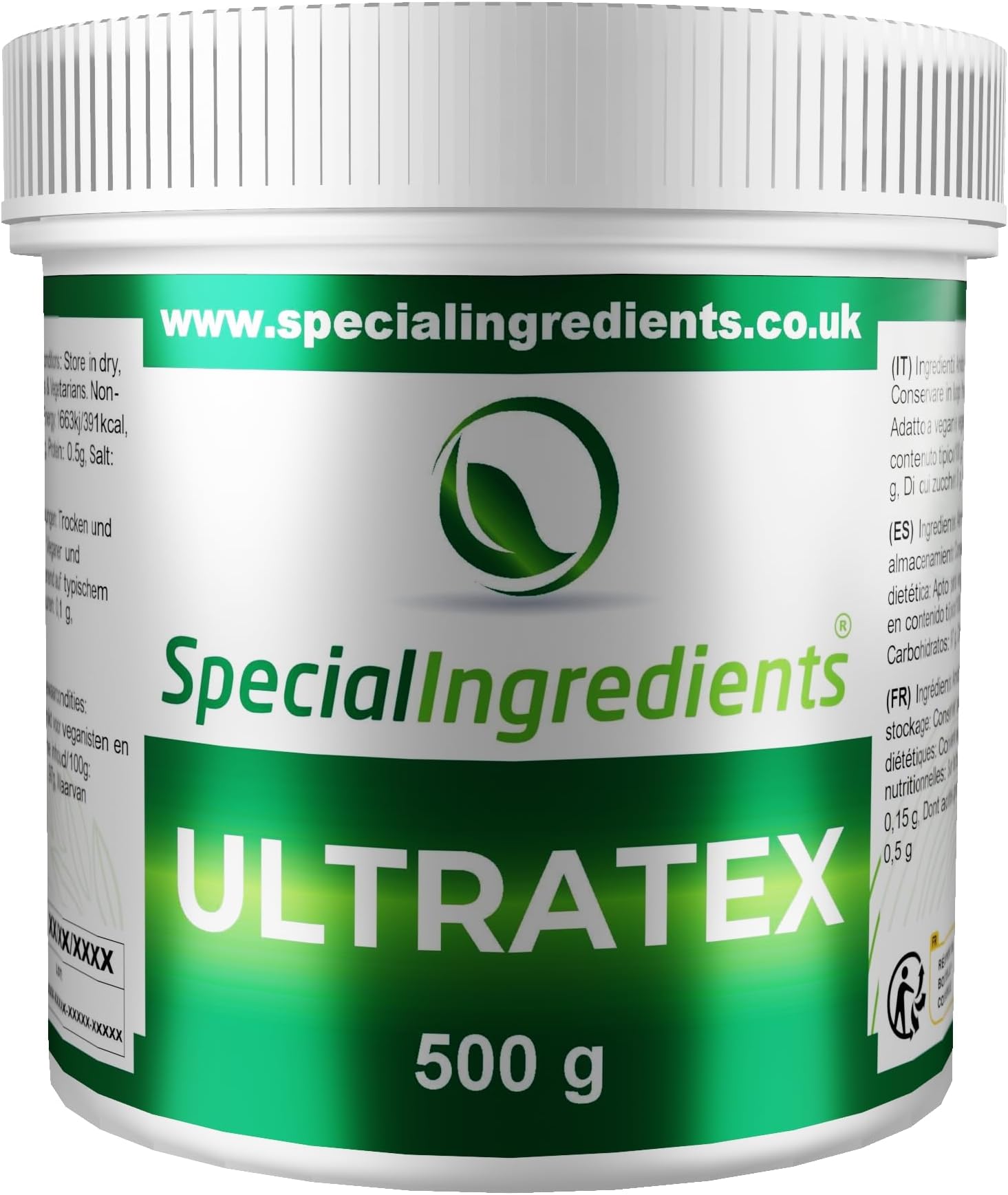 Ultratex 500g Gluten-Free, Multi-Functional, Highly Dispersible Instant Thickening Starch for use in Both Hot and Cold Applications – Recyclable Container
