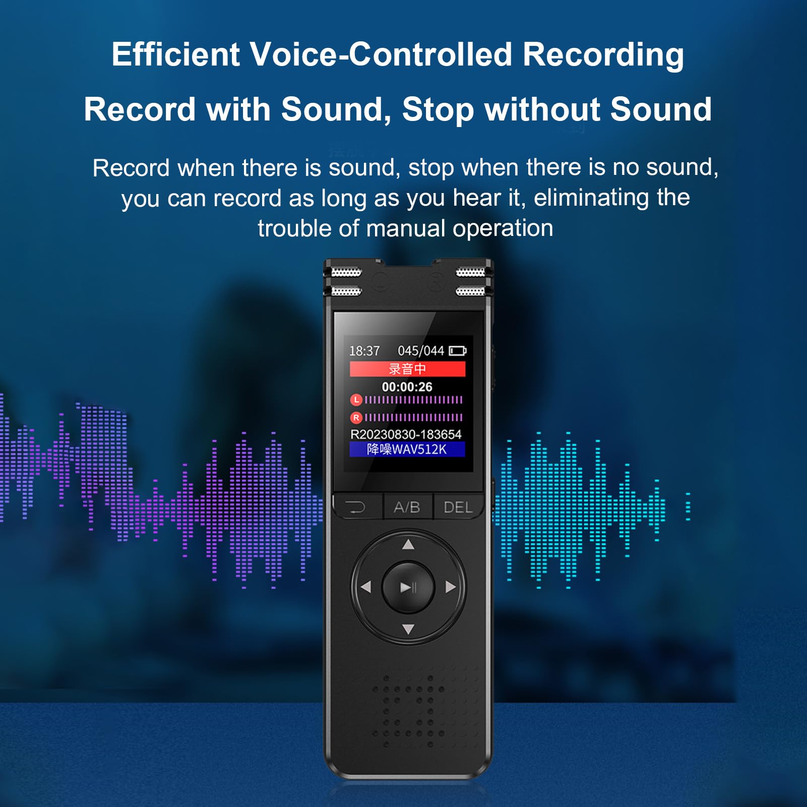 Grabadora de Voz Digital, Calidad de Sonido sin Pérdidas de 1536 Kbps con Grabación y Cifrado con una Sola Clave, para Conferencias, Reuniones, Entrevistas, Clases (128G)