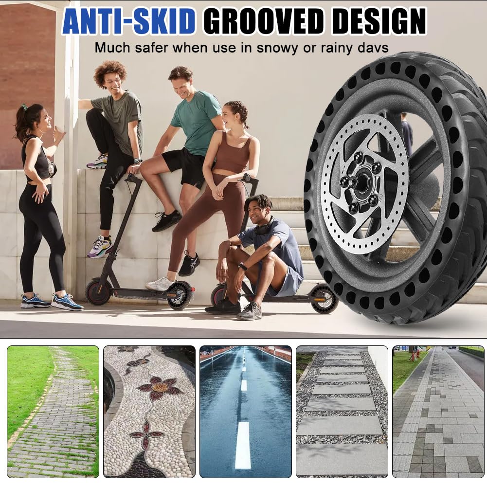 Pneu complet pour Xiaomi M365 avec moyeu et disque de frein, roue arrière de 8,5", crevaison de moyeu arrière, kit de rechange, compatible avec scooter électrique Xiaomi Mijia M365 (pour Xiaomi M365)