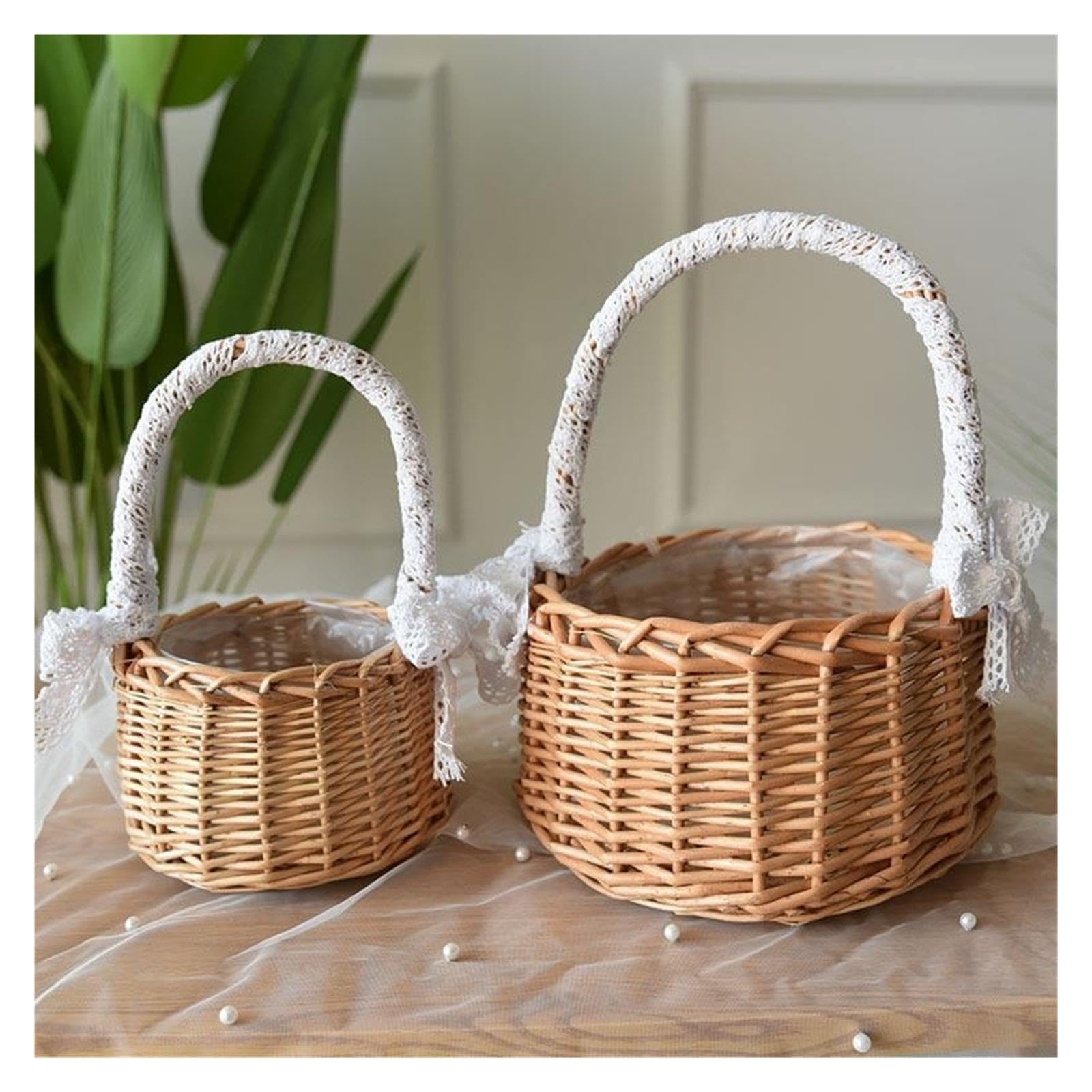 1pcs Rattan Portable Woven Flower Basket Per Matrimoni