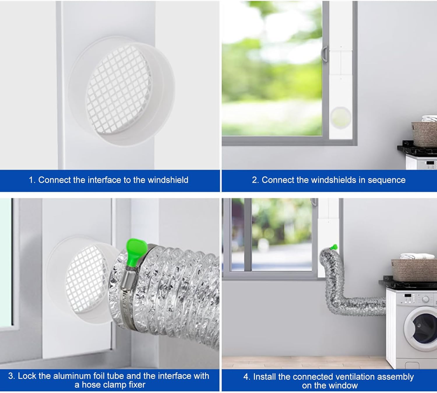 Indoor Dryer Vent Kit | Window Seal Panels - Dryer Vent Parts, Clothes Connector for Sliding Window, Accessories