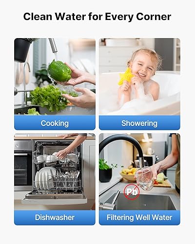Miniatura 6 de VEVOR Sistema de filtro de agua para toda la casa, 3 etapas, sedimento, KDF, CTO  Filtro purificador de agua para el hogar de 4.5 x 20 pulgadas que
