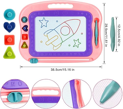 Miniatura 4 de Tablero magnético de dibujo, juguetes para niñas y niños de 3 años, tablero magnético de garabatos para niños, almohadilla de dibujo con imán