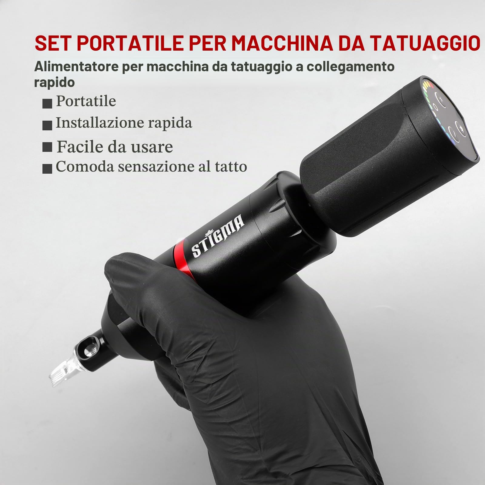 STIGMA Tattoo Pen Kit Rotary Gun Completo per Tatuaggi Professionale con 7 Inchiostri per Tatuaggi20 Cartucce Aghi STQ49P802-1