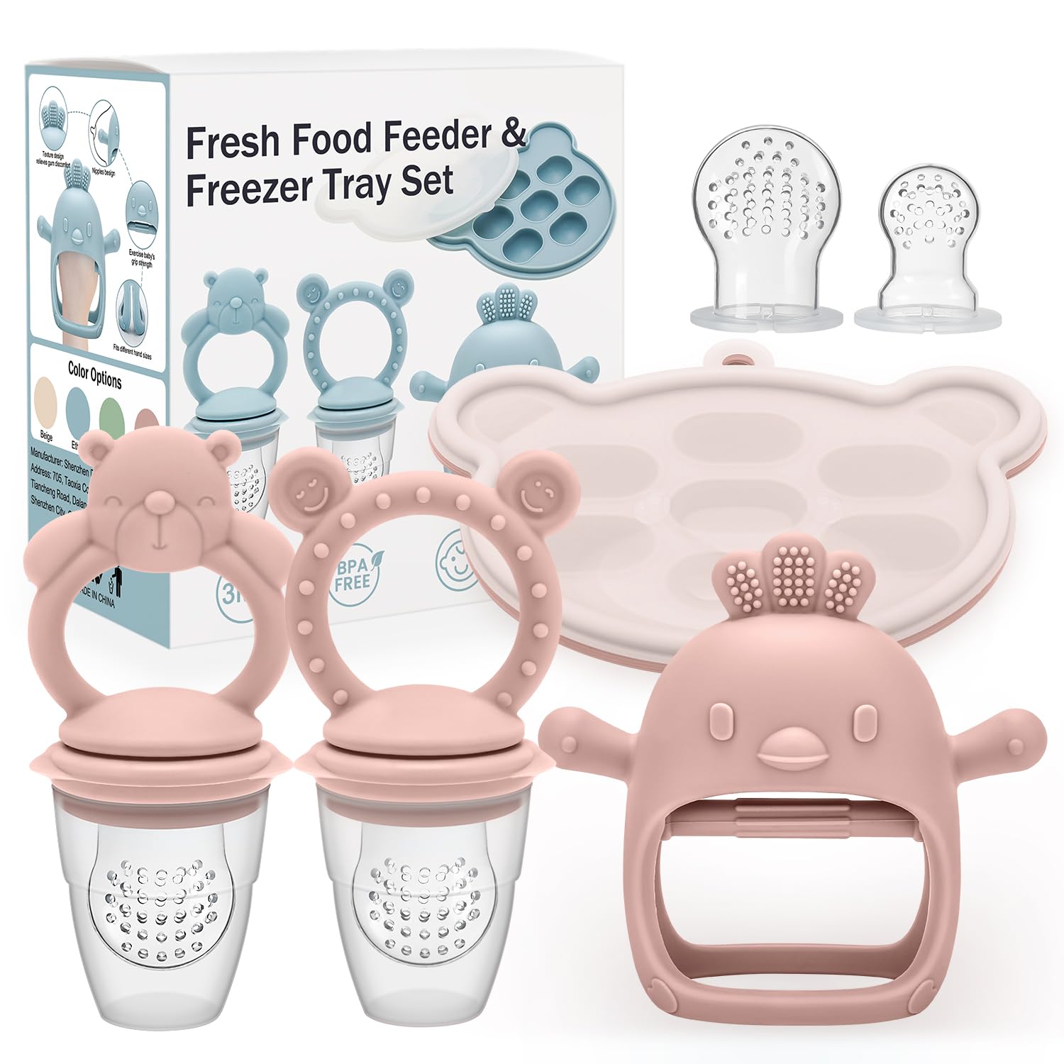 CLDY Baby Fruit Food Feeder, Includes Silicone Breast Milk Popsicle Freezer Mold, Teething Toy for Baby, BPA Free Silicone Teether for Toddler Infant for 3 Month+ Toddler Teething&Infant Self Feeding