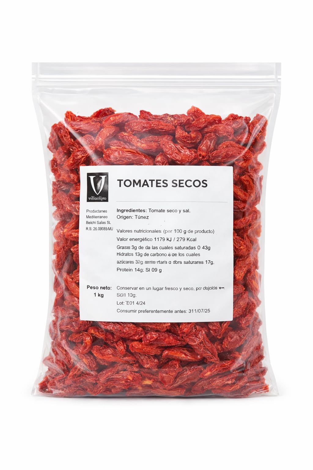 Villaolivo Tomates Secos Deshidratados 1 kg Sabor Intenso Natural Sin Conservantes Gourmet Mediterráneo