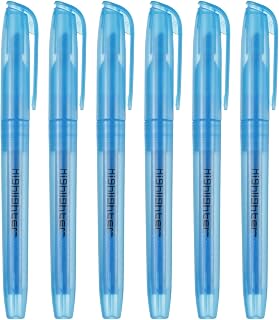 PATIKIL Blue Highlighter, 6 Pack High Lighters No Bleeds Highliters Pens Neon Clear View Bright Quick Dry Pocket Marker Pen Sticks Chisel Tip Cute for Books Office Adults, Transparent