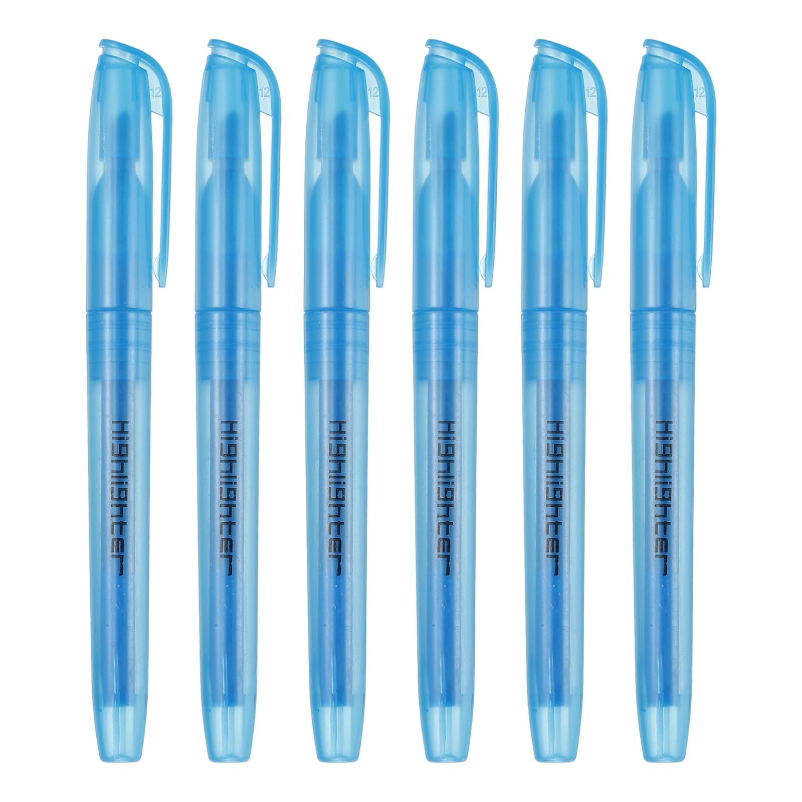 PATIKIL Blue Highlighter, 6 Pack High Lighters No Bleeds Highliters Pens Neon Clear View Bright Quick Dry Pocket Marker Pen Sticks Chisel Tip Cute for Books Office Adults, Transparent