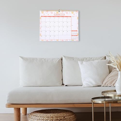 Miniatura 5 de Abaodam Calendario de pared 2024-2025 de 18 meses, desde enero de 2024 hasta junio de 2025, calendario académico colgante mensual para escuela,