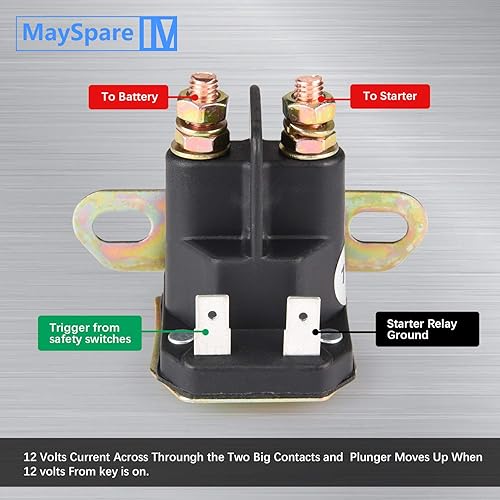 Miniatura 5 de MaySpare Solenoide de arranque compatible con tractor de césped John Deere AM133094, MTD 725-04439 Cub Cadet