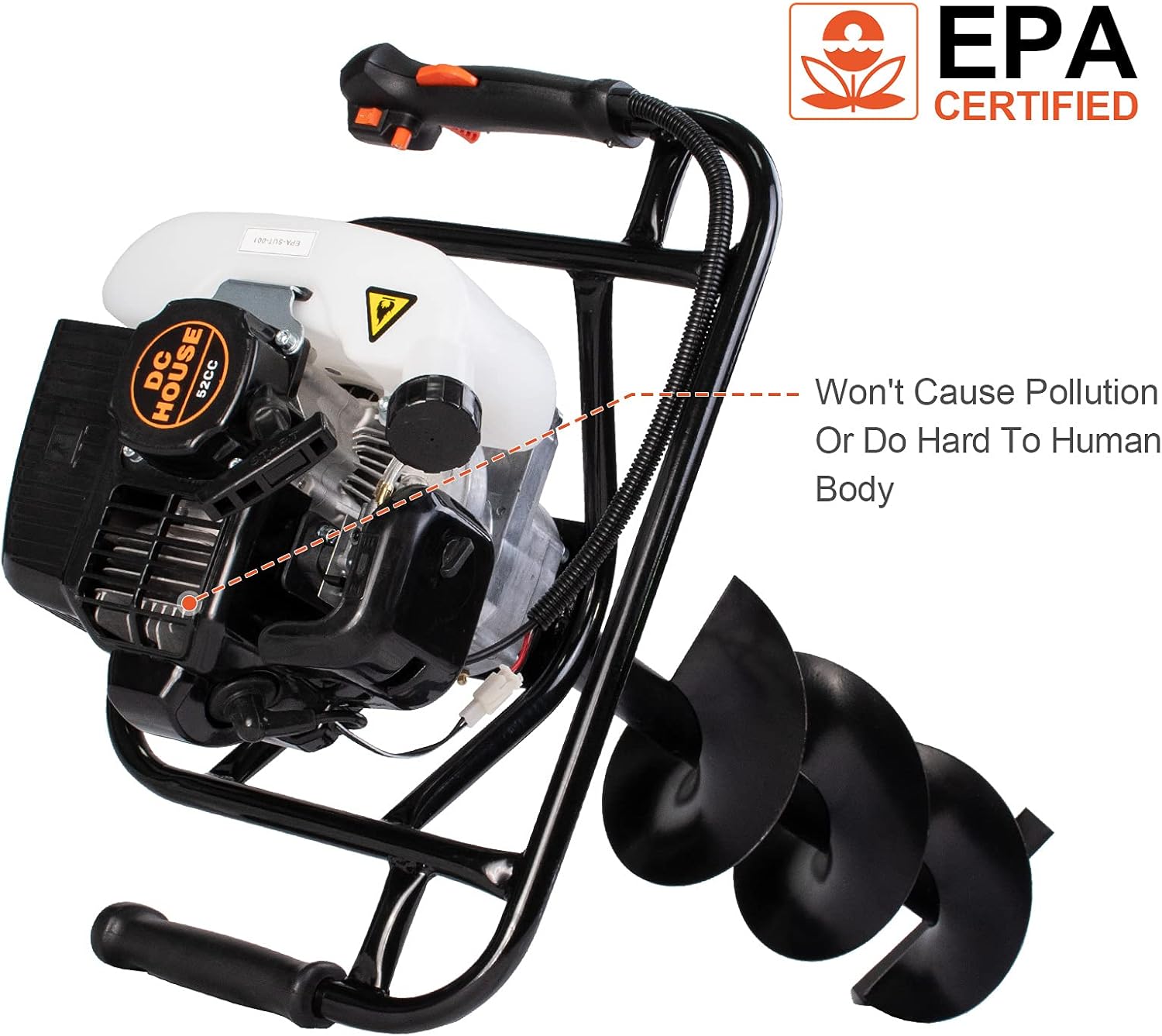 Pumplus Gas Powered 52CC Post Hole Digger 4“+ 6"+8" Earth Auger Drill Bits for Fence and Planting : Patio, Lawn & Garden