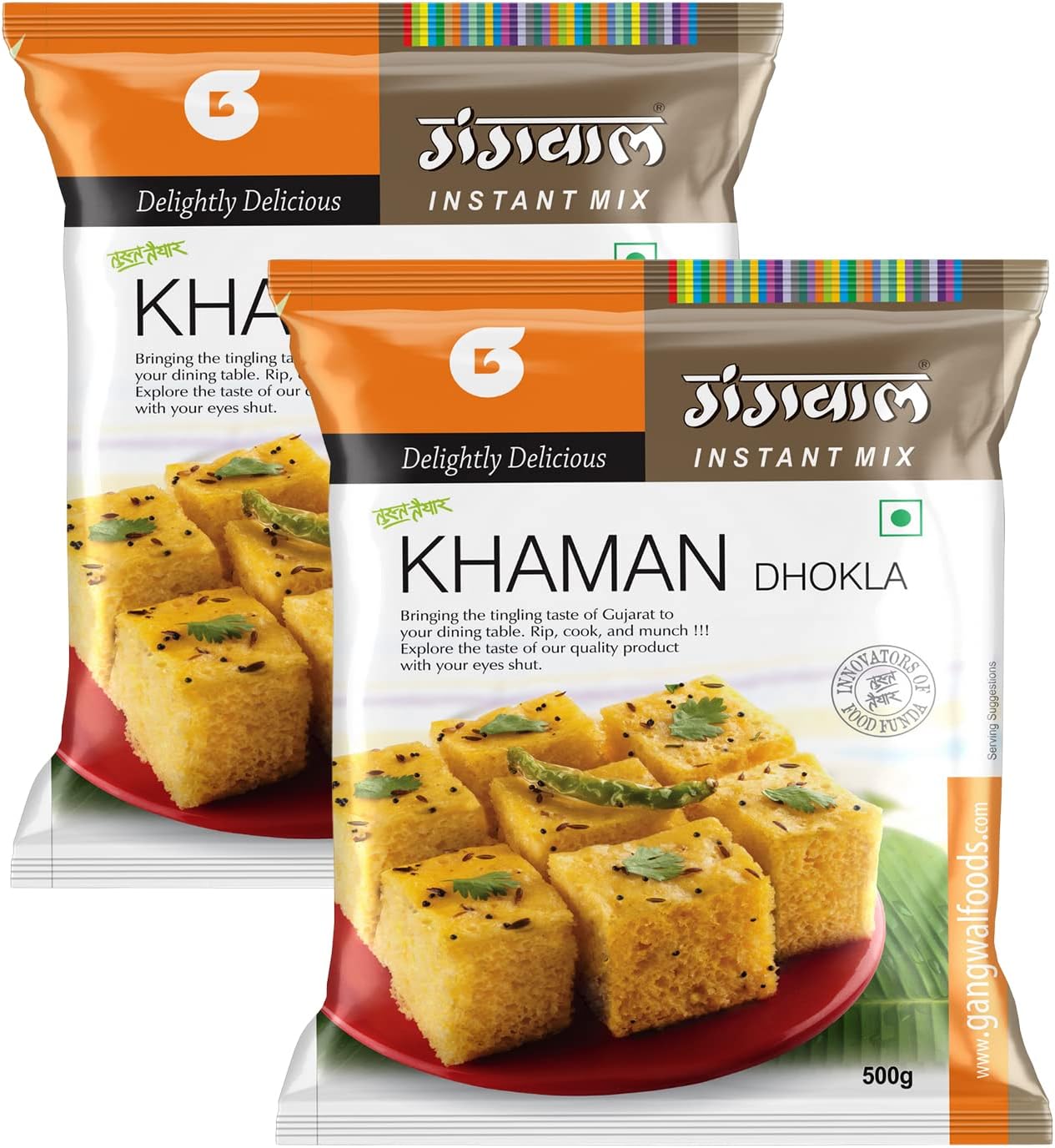 Gangwal Gujrati Khaman Dhokla Mix Instant 500 Gram- Pack Of 2 Pure And Veg. Indian Snack Mix 100% Natural Ingredients