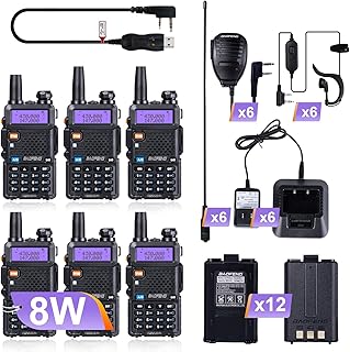 BaoFeng Radio UV-5R Ham Radio (6 Pack) 144-148Mhz/420-450Mhz + 1pcs TIDRADIO Driver Free Programming Cable + 12pcs 1800mAh Batteries BaoFeng Walkie Talkie