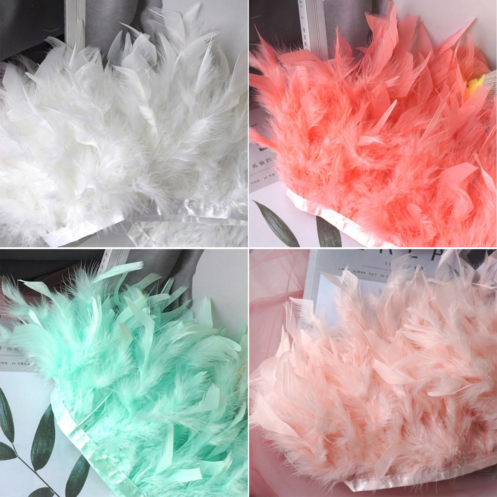 Ruban à Franges En Plumes De Dinde 2 M – Largeur 13-18 Cm, Idéal Pour Couture, Costumes Et Décoration