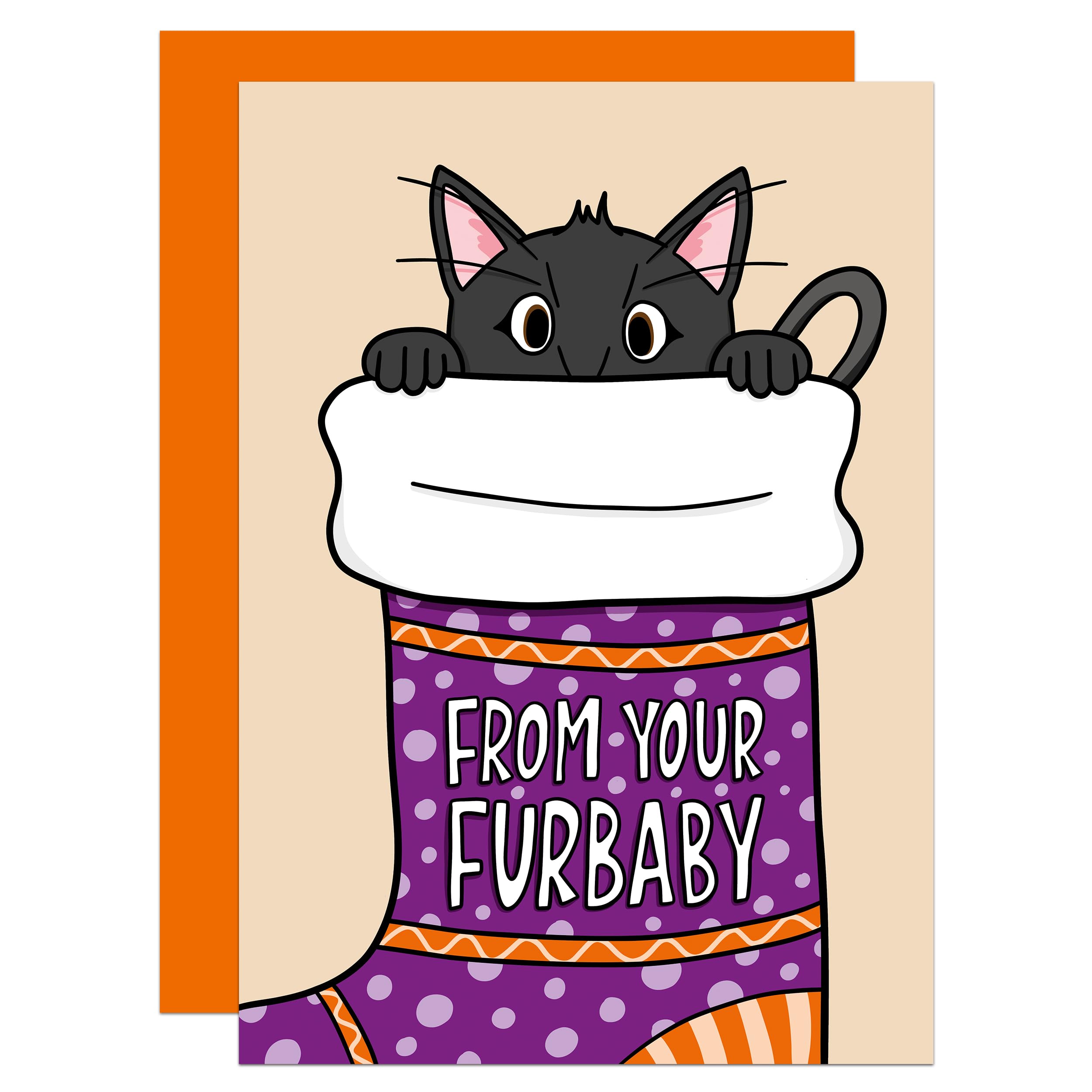 From The Cat Christmas Card, Cute, Cat Lover, Cat Owner, Merry Christmas, Black Cat, Animal Lover (Black)