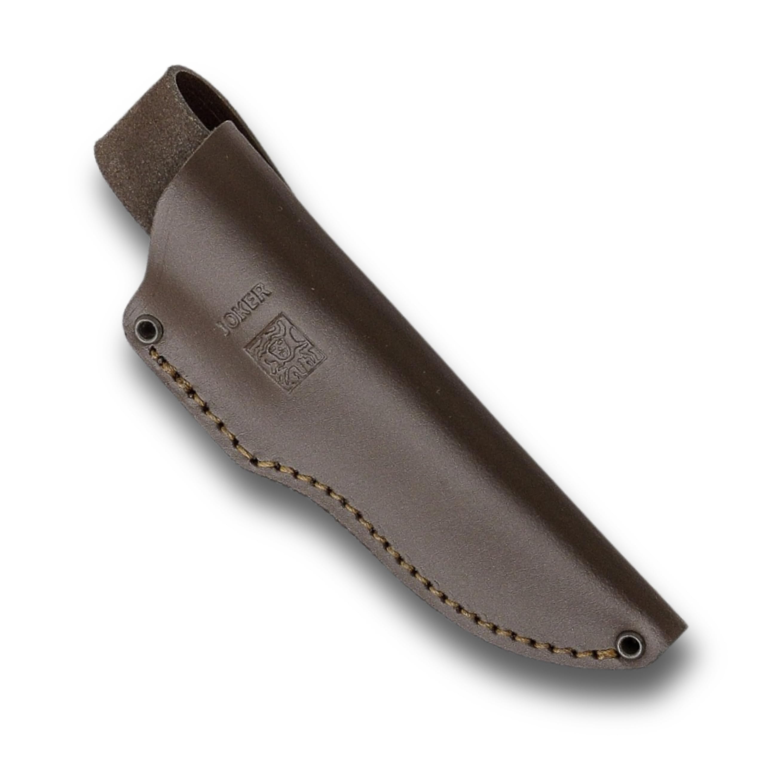 Joker "Gran Erizo CO145 Bushcraft Messer – Handgefertigt in Spanien, Olivenholzgriff, 9,5 cm MOVA 1.4116 Klinge aus rostfreiem Stahl, braune Lederscheide, ideal für Jagd, Angeln, Camping & Trekking