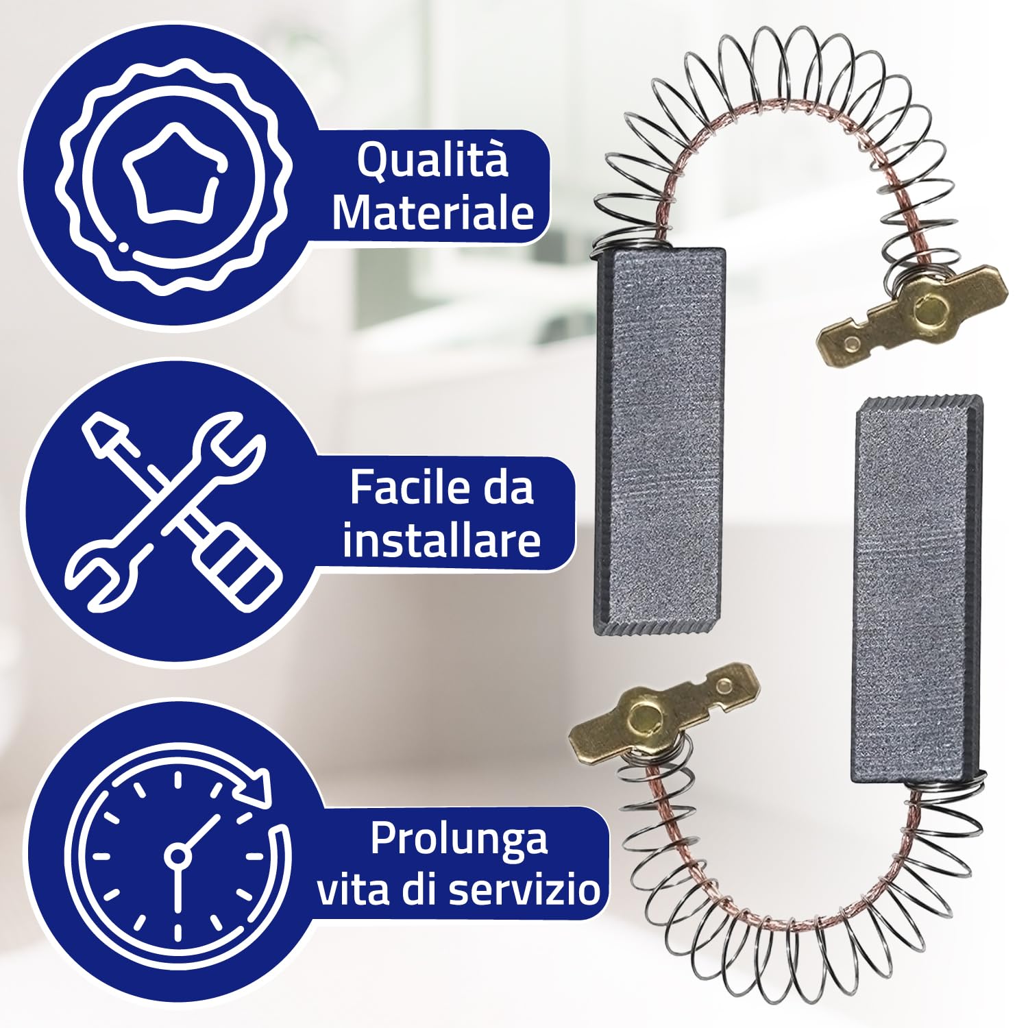 2 Pezzi Spazzole Carbone Per Motore Elettrico Lavatrice 5 X 12,5