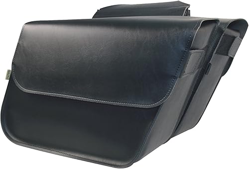 Dowco Willie & Max 58803-00 Raptor Series Juego de alforjas de motocicleta inclinadas de cuero sintético, color negro, ajuste universal, capacidad