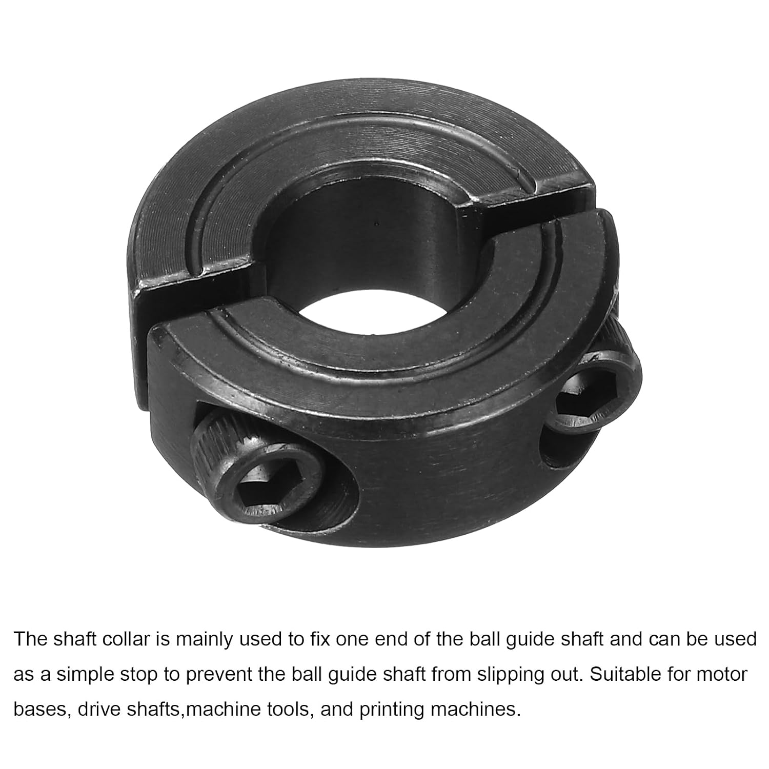 MECCANIXITY Shaft Collar 3/8" Bore Double Split Carbon Steel Clamping Collar Shaft Collars with Set Screw Black 2 Pack