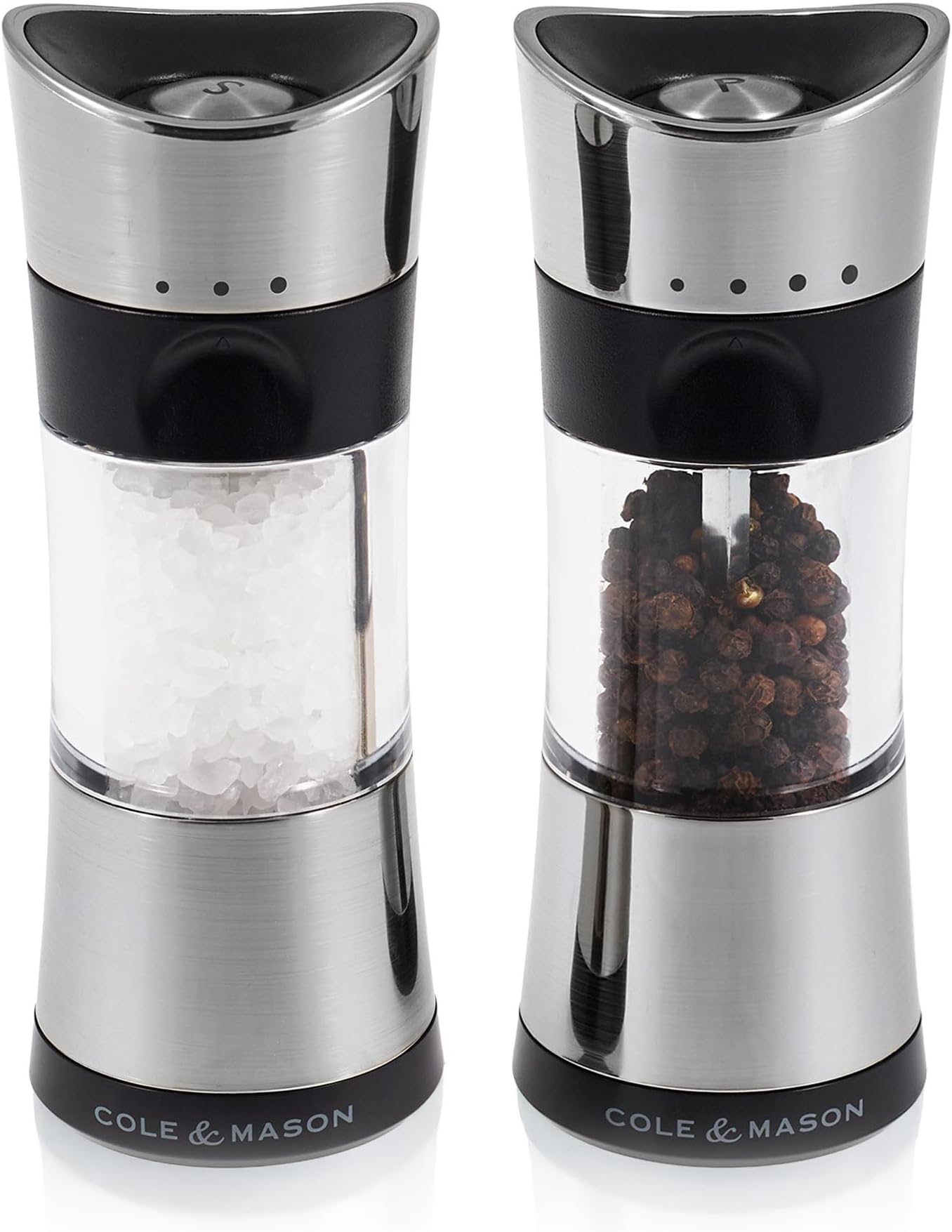 Cole & Mason and Precision Horsham Inverta Salt and Pepper Mill Gift Set - Manual grinders, 15 cm tall, in chrome