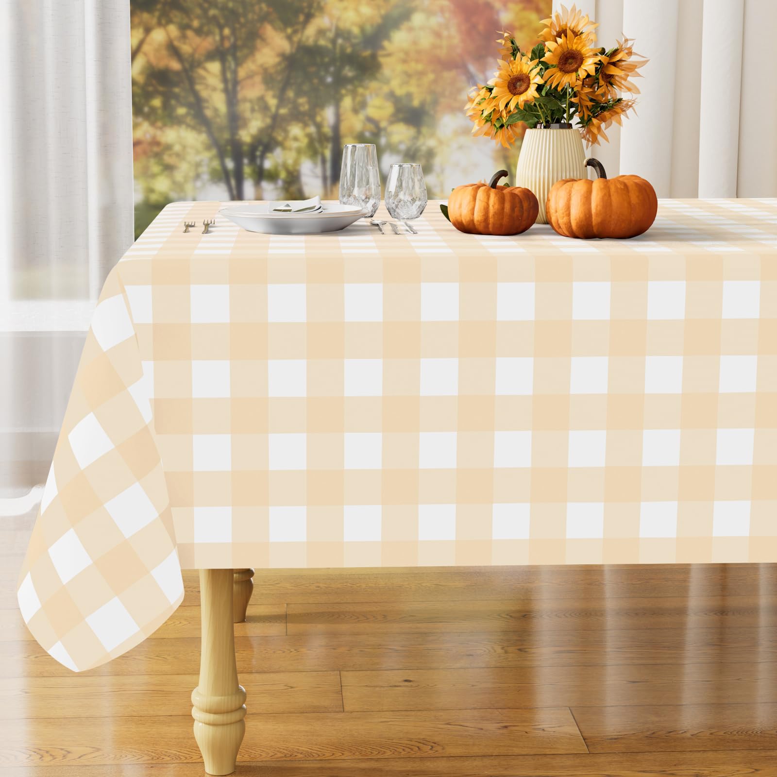 misaya Rectangular Waterproof Vinyl Table Cloth, Flannel Backed Tablecloth