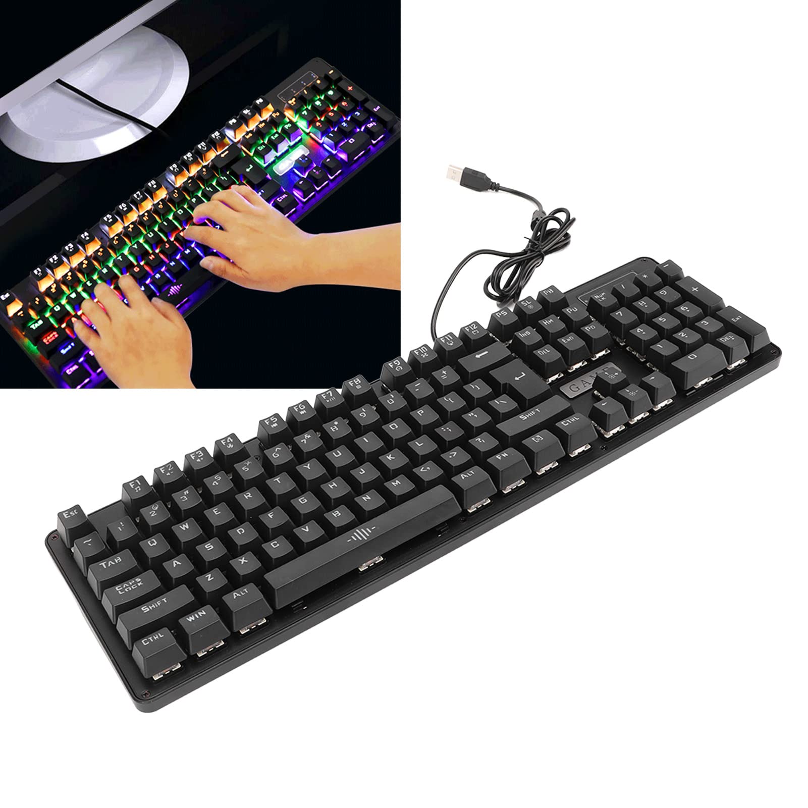 POENVFPO Tastiera di Gioco Meccanica RGB, 104 Tasti Ad Interruttore ABS per Accessori PC - For Gamer, Programmatore, Ufficio