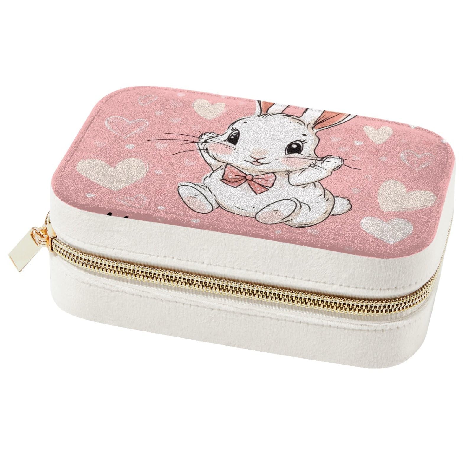 Organiseur de bijoux Happy Rabbit rose portable anti-nœuds de voyage