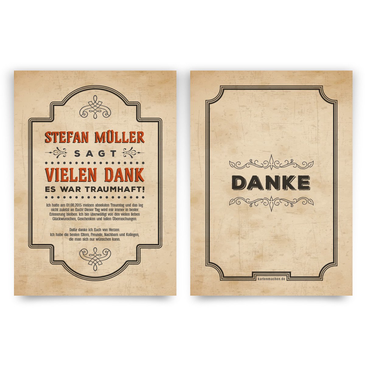 Danksagungskarten (40 Stück) Vintage Danksagung Danke Barock Western Alt Karte Beige